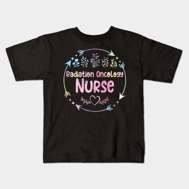 Radiation Oncology Nurse cute floral watercolor Kids T-Shirt by ARTBYHM